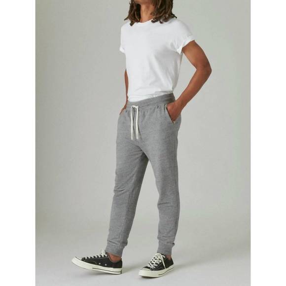 NEW LUCKY BRAND sueded terry joggers in heather grey - Picture 3 of 7